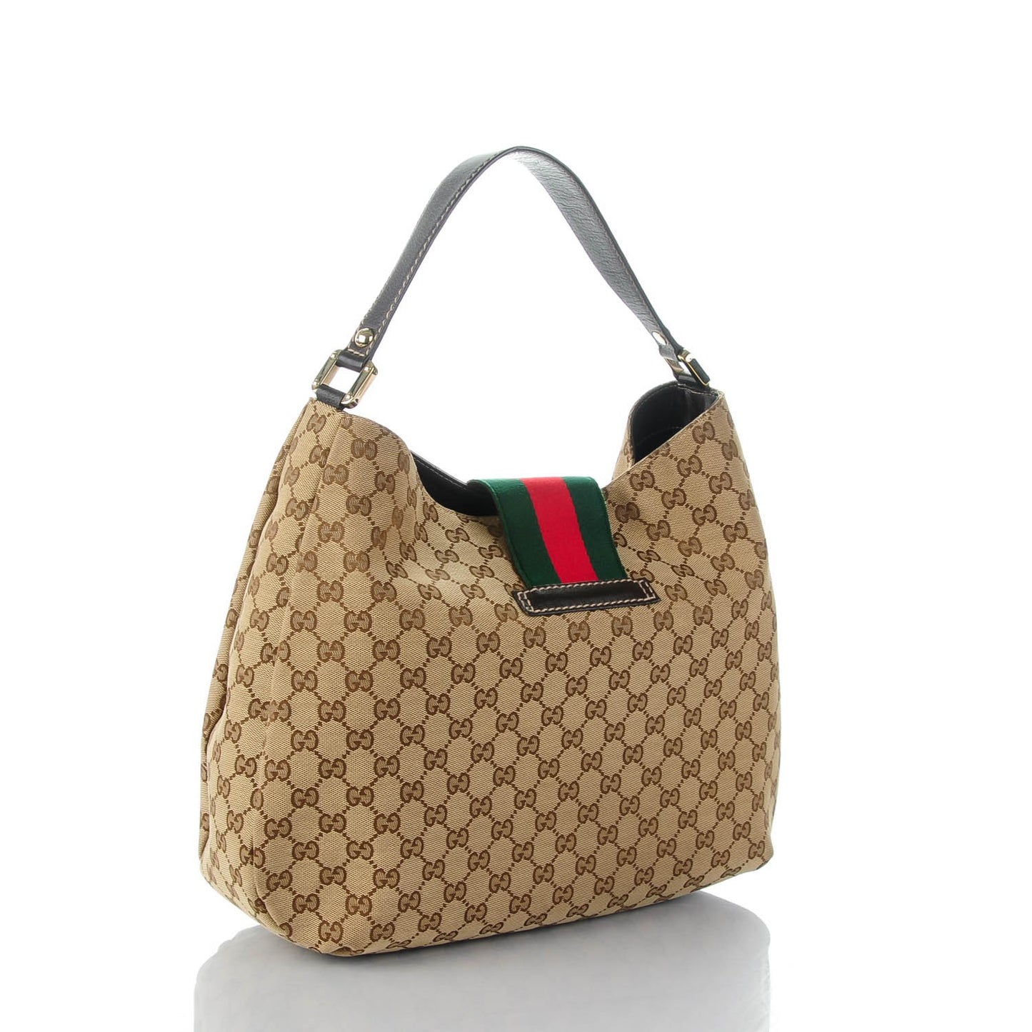 Monogram Large New Ladies Web Hobo Dark Brown