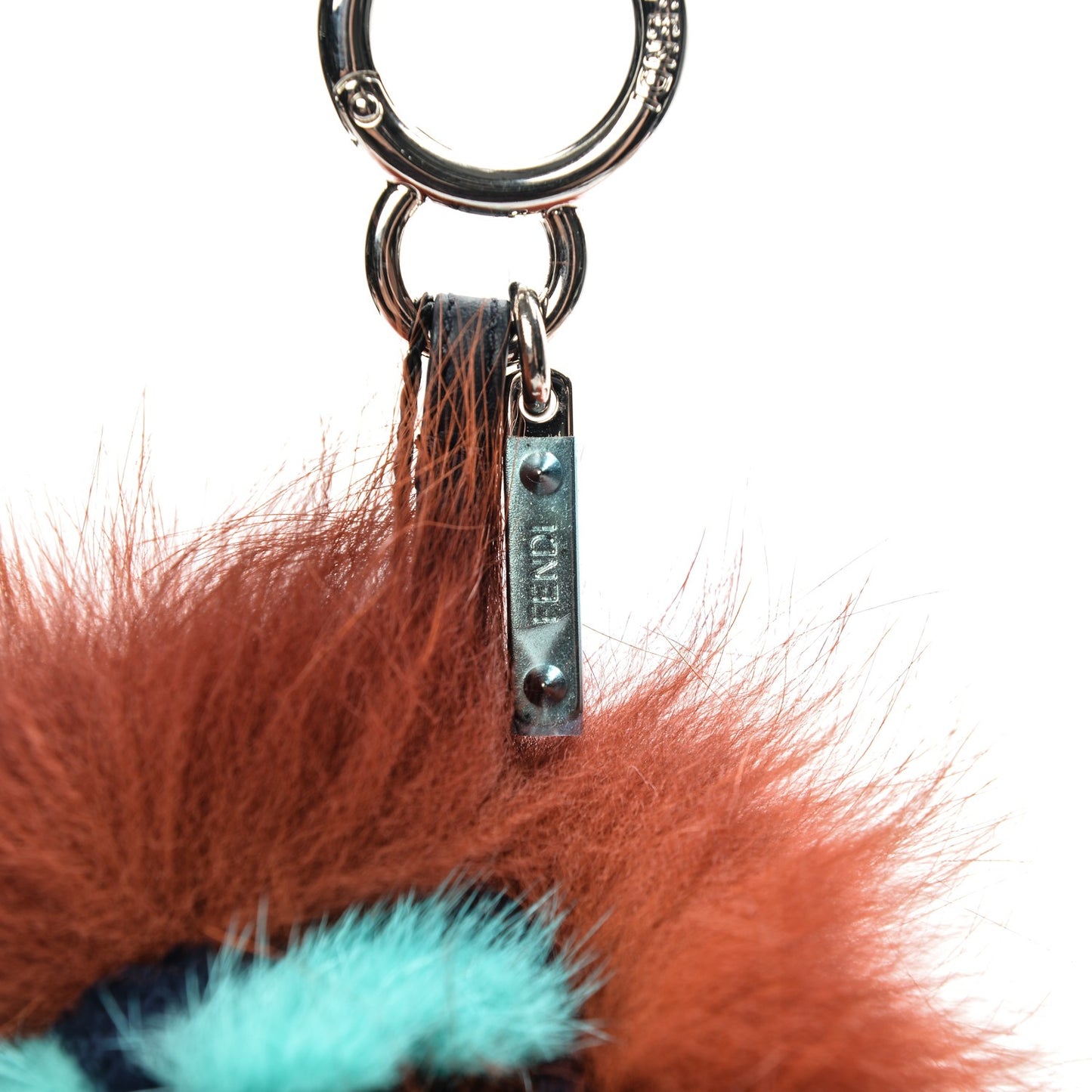 Fox Mink Rabbit Fur Vitello Dolce Blueminous Monster Bag Bug Charm Rust Turquoise