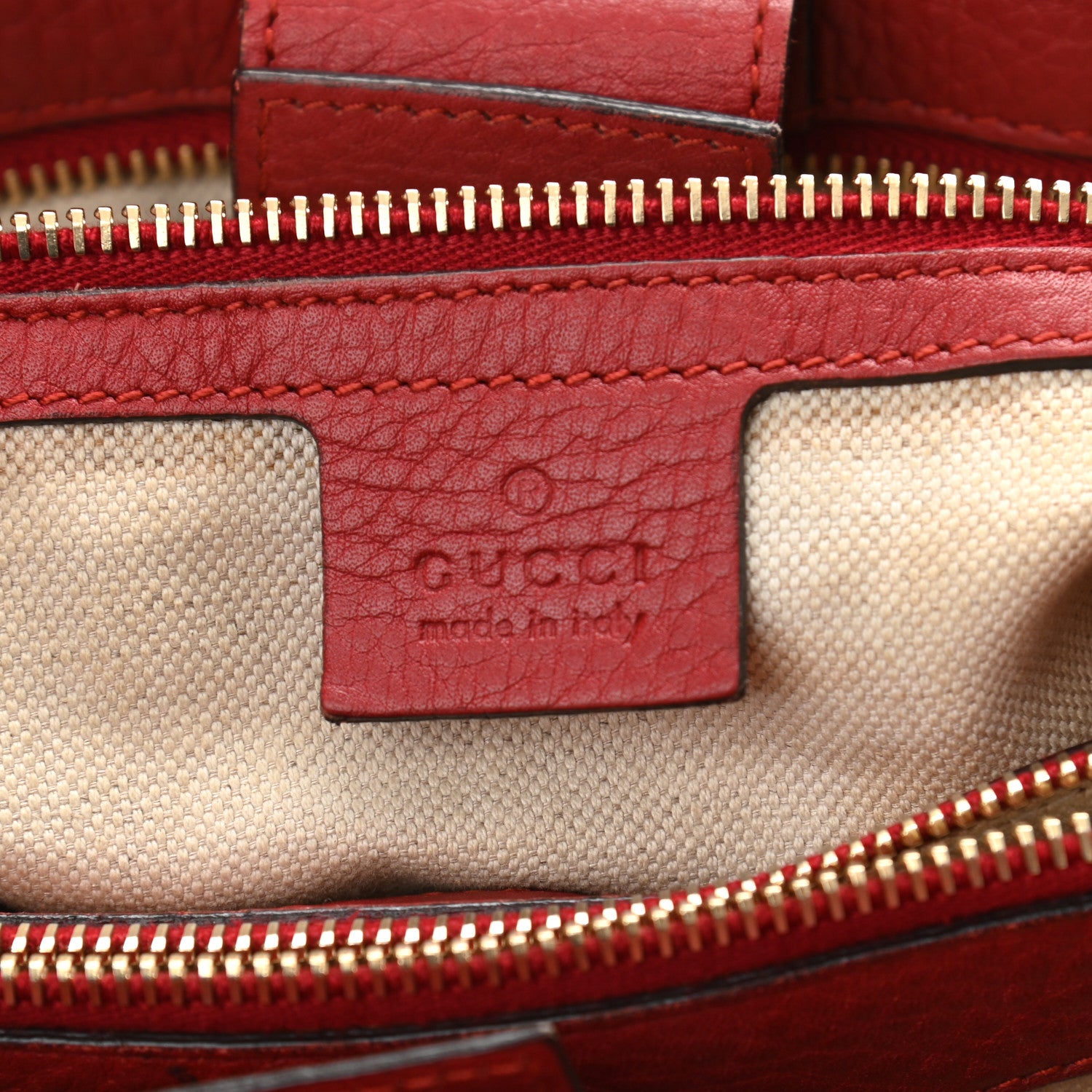 Gucci Pebbled Calfskin Medium Bamboo Shopper Tote Red 7 of 11