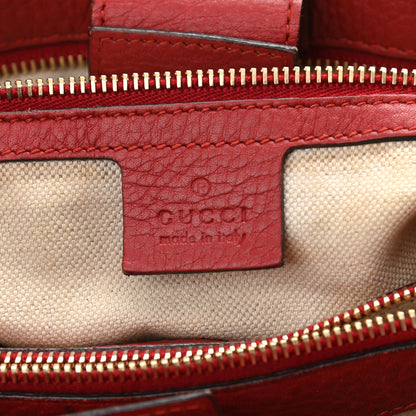 Gucci Pebbled Calfskin Medium Bamboo Shopper Tote Red 7 of 11