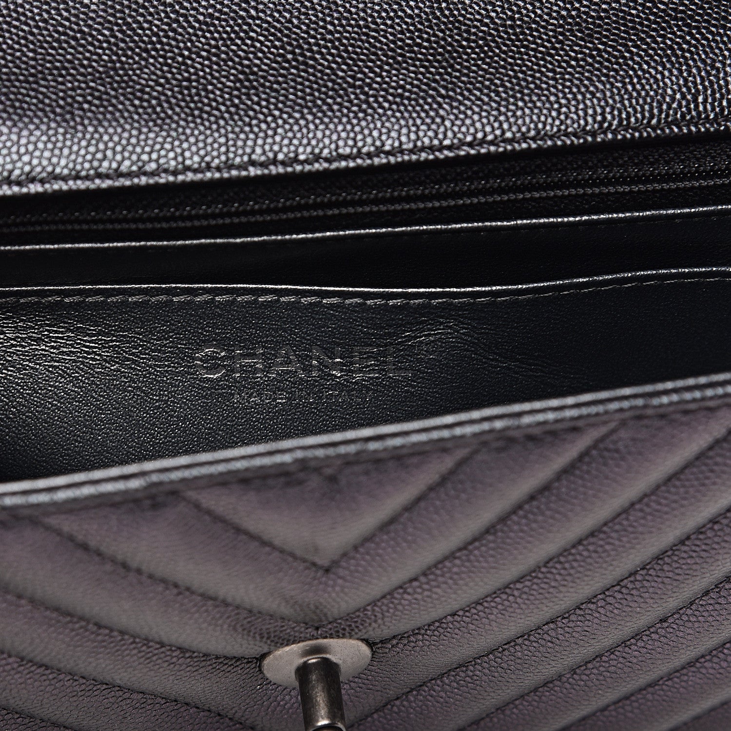 Chanel Iridescent Caviar Chevron Quilted Mini Rectangular Flap Black 5 of 10