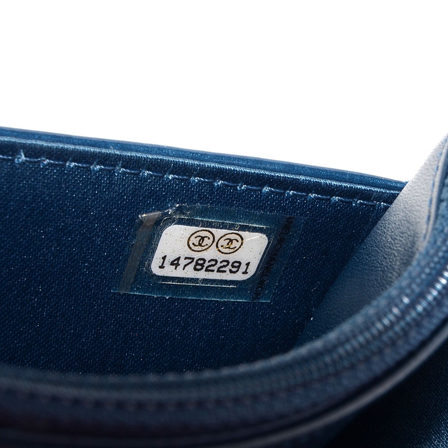 Patent Camellia Wallet on Chain WOC Royal Blue