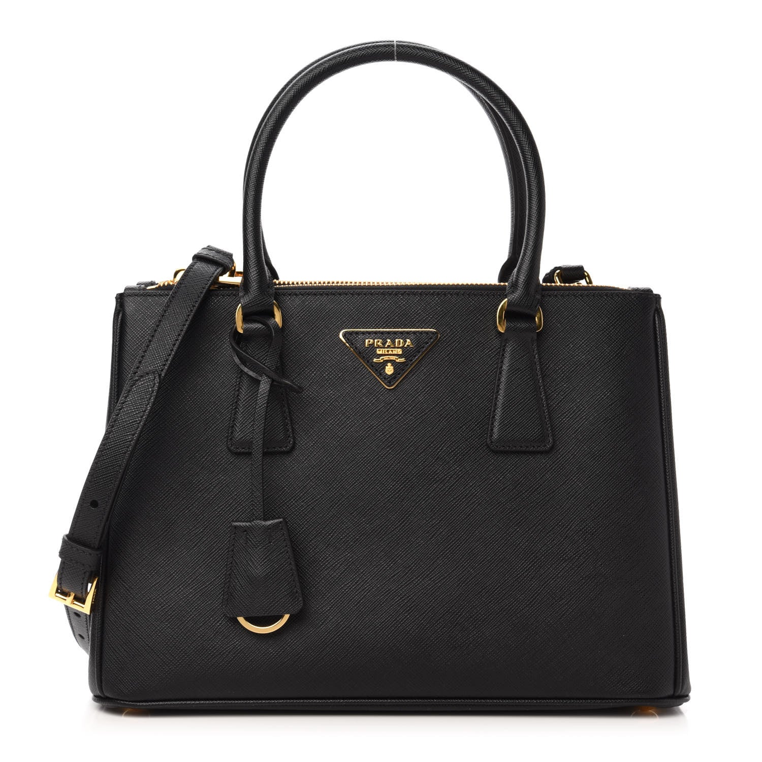 Prada Saffiano Small Galleria Double Zip Tote Black 1 of 10