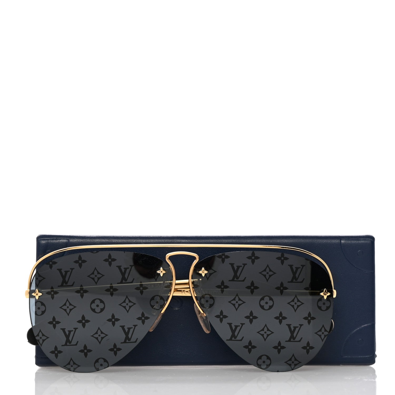 Louis Vuitton Metal Monogram Grease Sunglasses Z1172W Gold 8 of 8