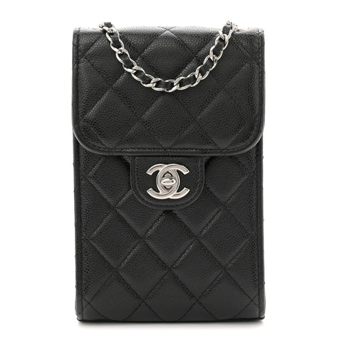 Caviar Quilted Classic Phone Holder Black