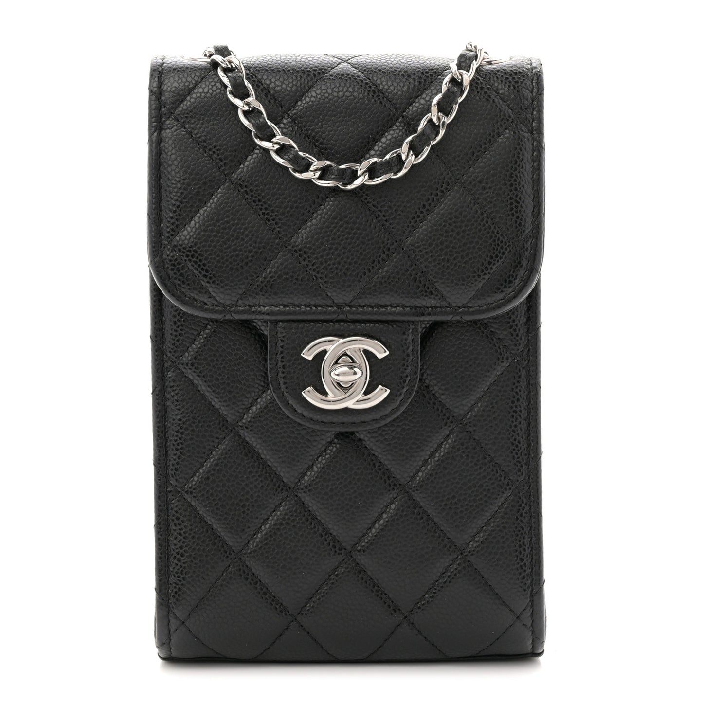 Caviar Quilted Classic Phone Holder Black