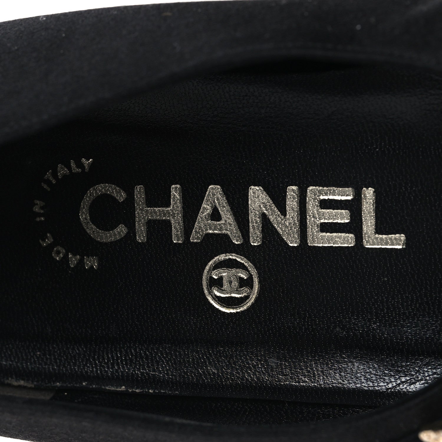 Chanel Satin Crystal Snakeskin Embossed Cap Toe Ballerina Flats 38 Black Gold 9 of 9