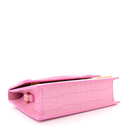 Jacquemus Calfskin Crocodile Embossed Le Chiquito Long Pink 4 of 10