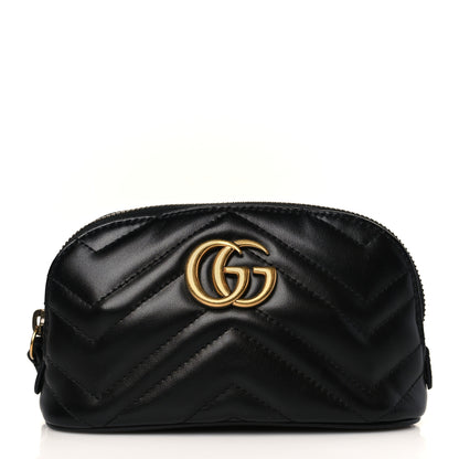 Gucci Calfskin Matelasse GG Marmont Pouch Cosmetic Case Black 1 of 9