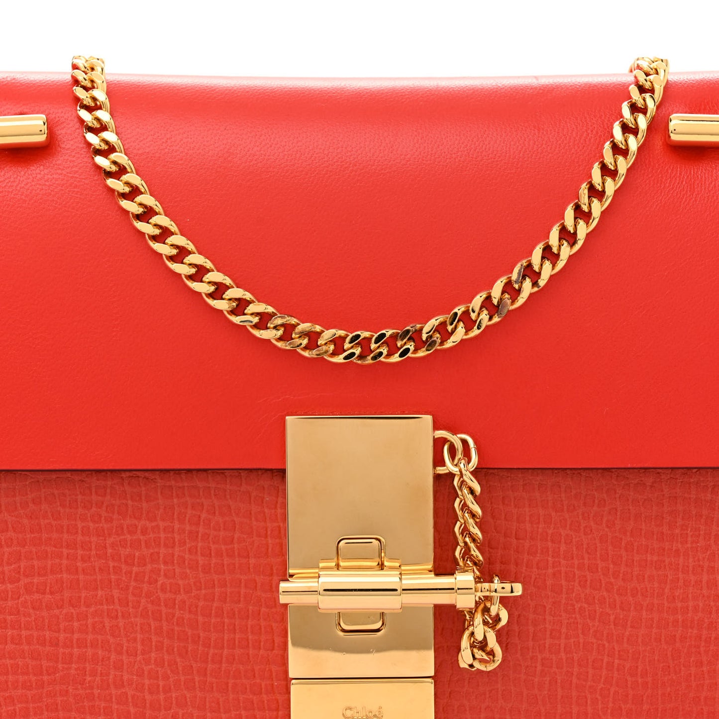Grained Calfskin Lambskin Mini Drew Shoulder Bag Coral Pop