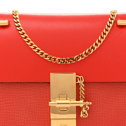 Chloe Grained Calfskin Lambskin Mini Drew Shoulder Bag Coral Pop 7 of 11