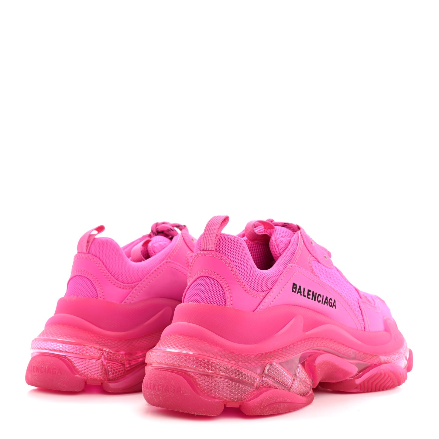 Fabric Mesh Clear Sole Fluo Womens Triple S Sneakers 37 Pink