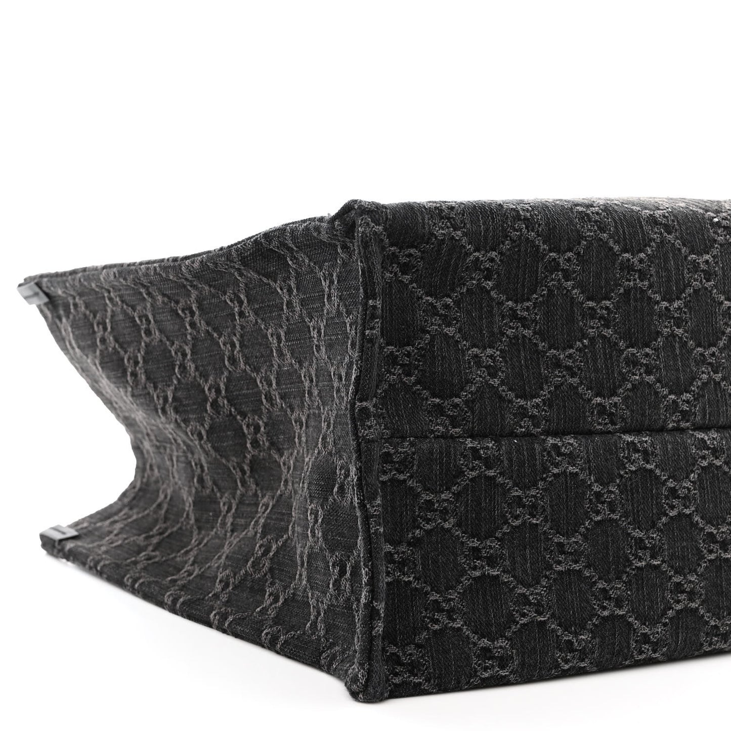 Denim Ophidia GG Monogram Large Tote Black Grey