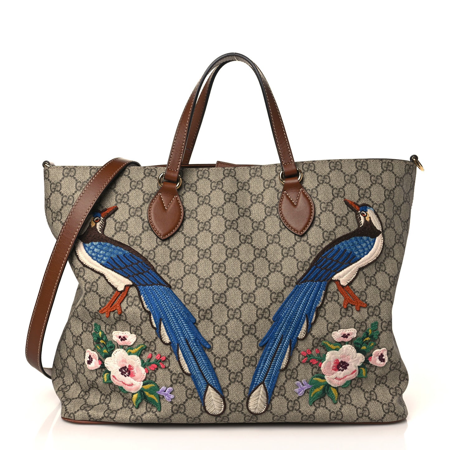 Soft GG Supreme Monogram Garden Collection Crossbody Tote Beige Tuscany