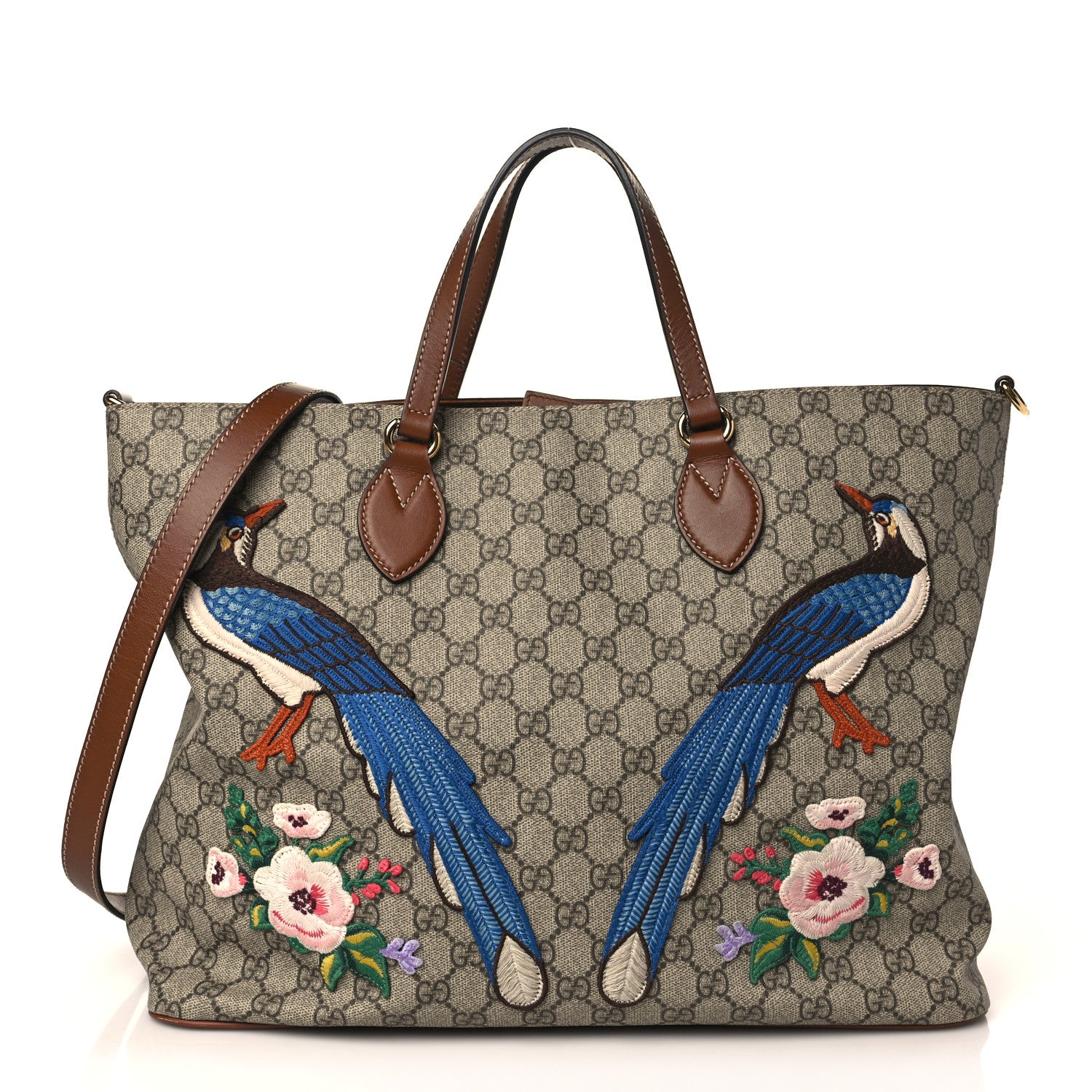 Gucci Soft GG Supreme Monogram Garden Collection Crossbody Tote Beige Tuscany 1 of 9