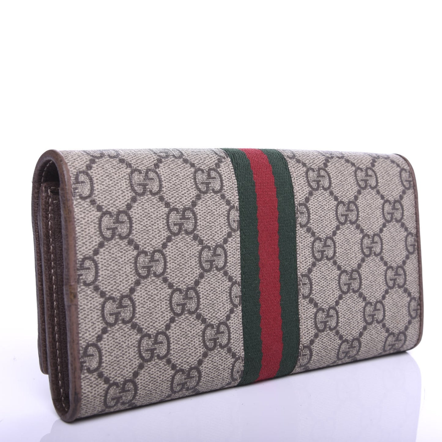 GG Supreme Monogram Web Ophidia Wallet On Chain Brown