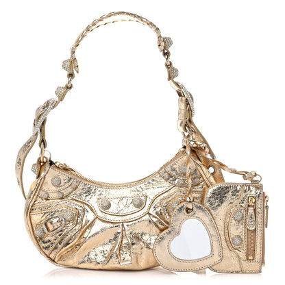 Balenciaga Metallic Agneau Arena Crystal Le Cagole Shoulder Bag XS Light Gold 1 of 8
