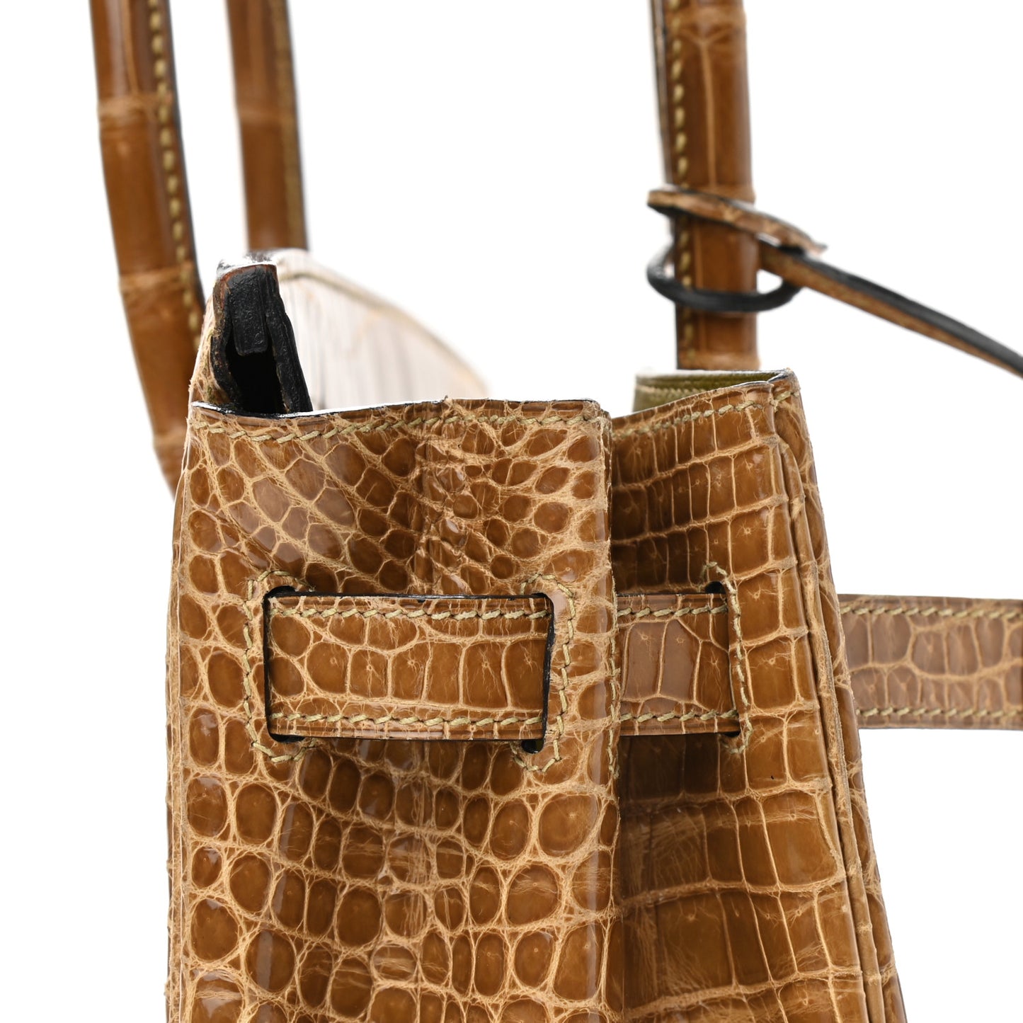Shiny Porosus Crocodile Birkin 30 Ficelle Chartreuse