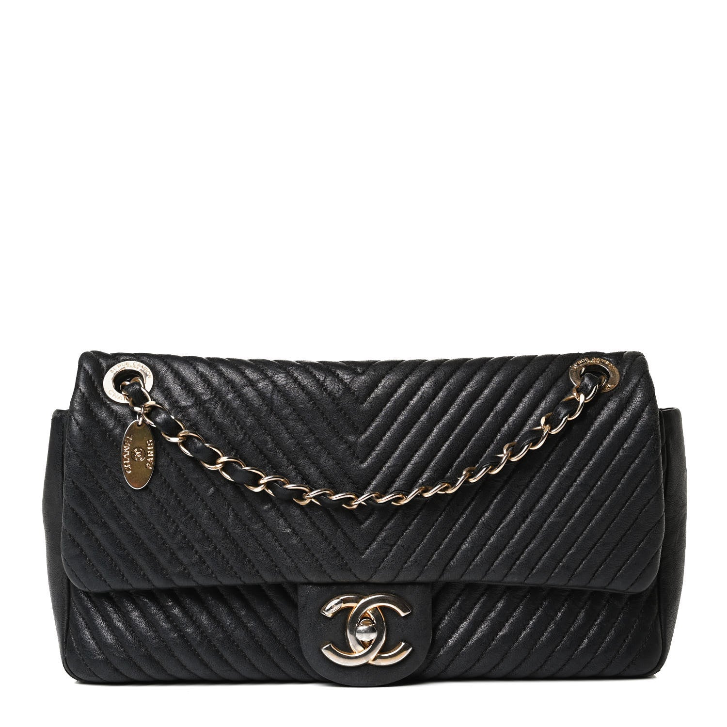 Chanel Calfskin Surpique Chevron Small Flap Black 1 of 18