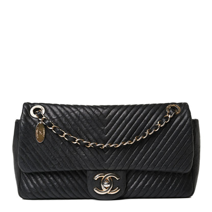 Chanel Calfskin Surpique Chevron Small Flap Black 1 of 18