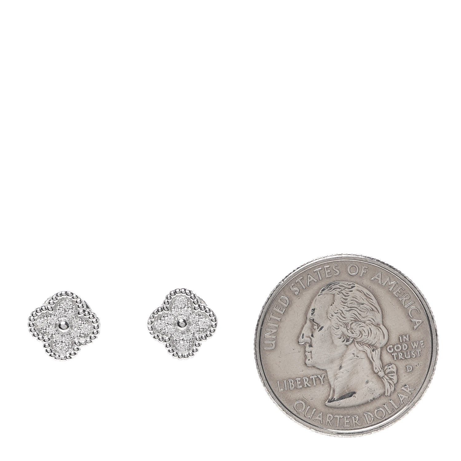 Van Cleef & Arpels 18K White Gold Diamond Sweet Alhambra Earrings 2 of 5