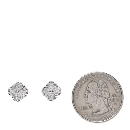 Van Cleef & Arpels 18K White Gold Diamond Sweet Alhambra Earrings 2 of 5