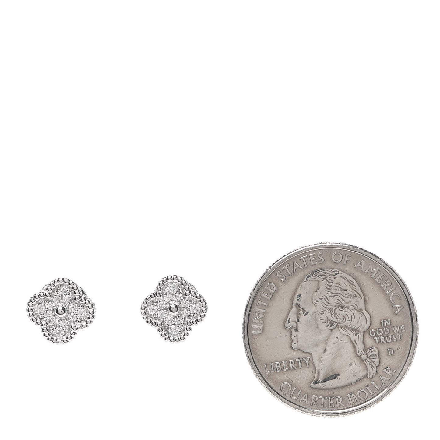 18K White Gold Diamond Sweet Alhambra Earrings