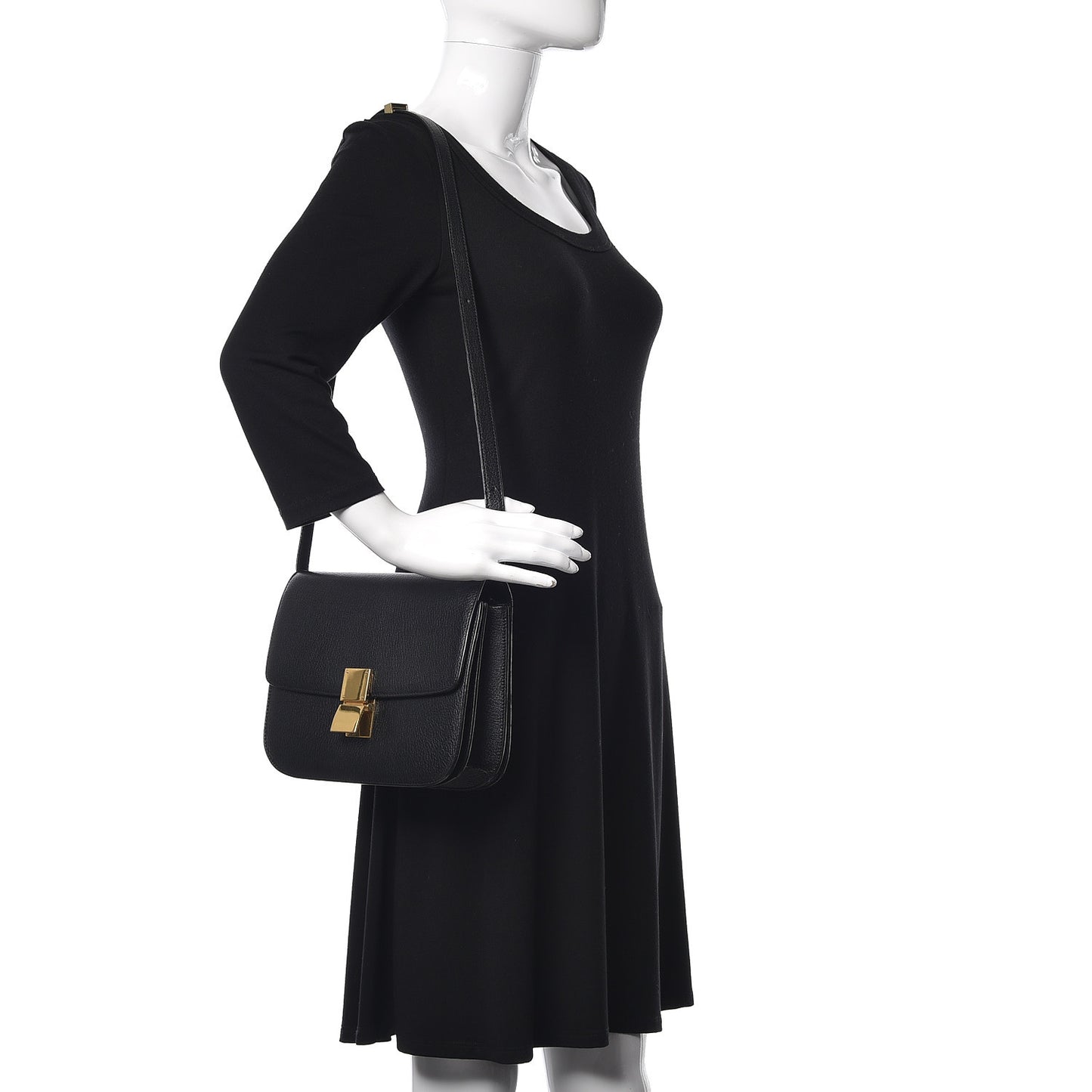 Goatskin Medium Classic Box Flap Bag Black