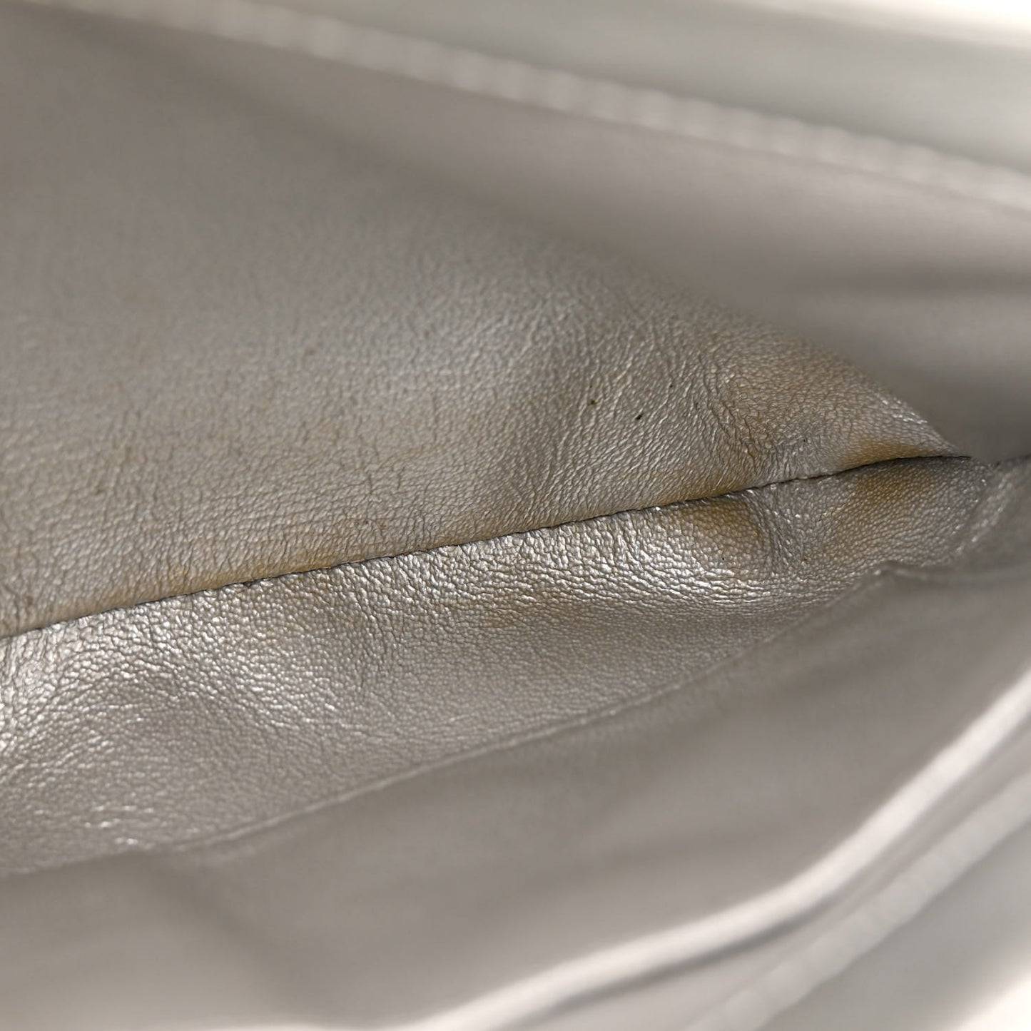 Metallic Lambskin Quilted Small Trendy CC Flap Dual Handle Bag Silver