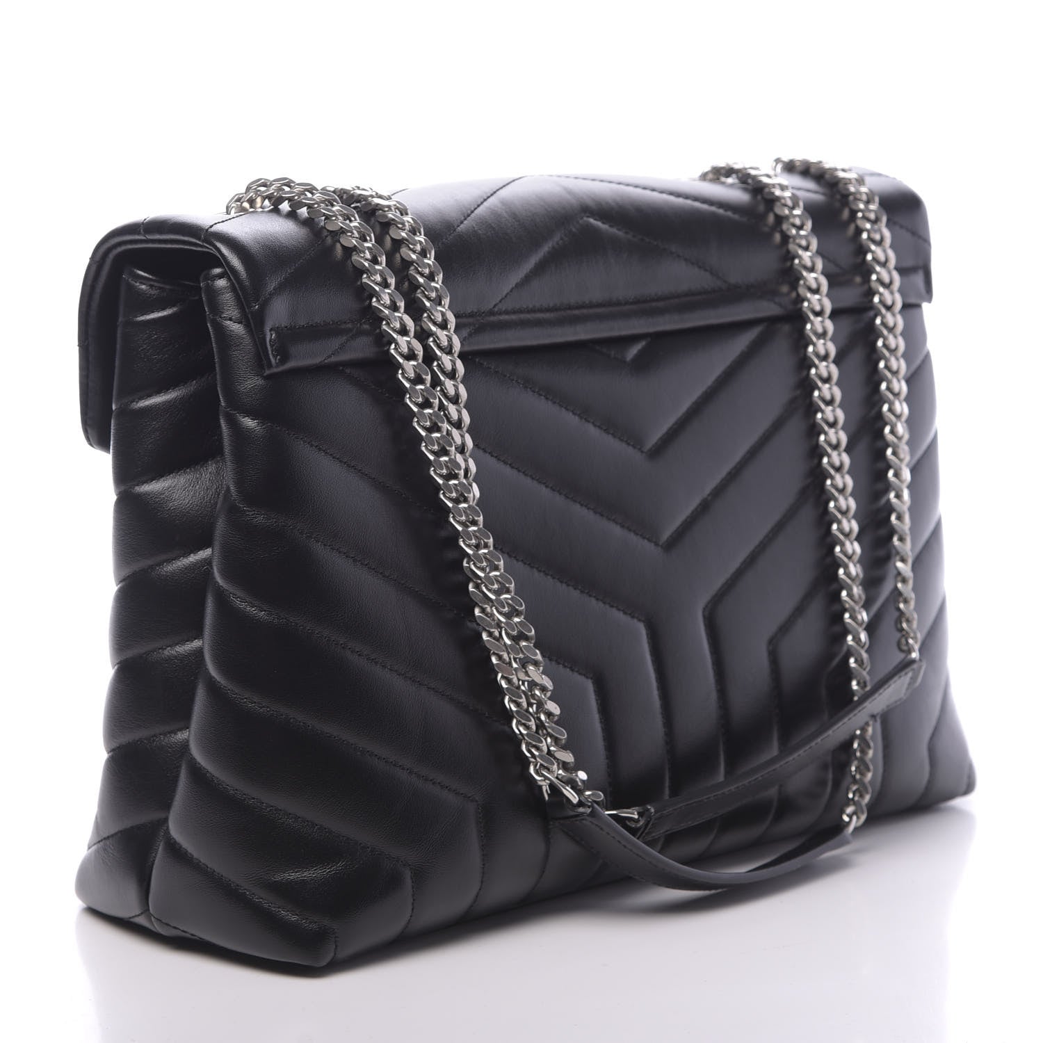Saint Laurent Calfskin Y Quilted Monogram Medium Loulou Chain Satchel Black 3 of 10