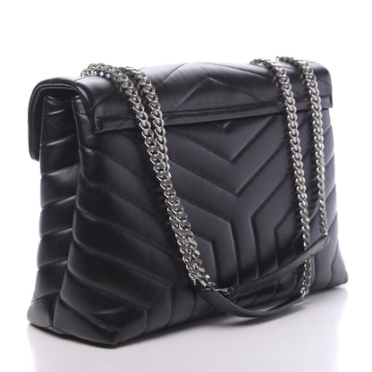 Saint Laurent Calfskin Y Quilted Monogram Medium Loulou Chain Satchel Black 3 of 10