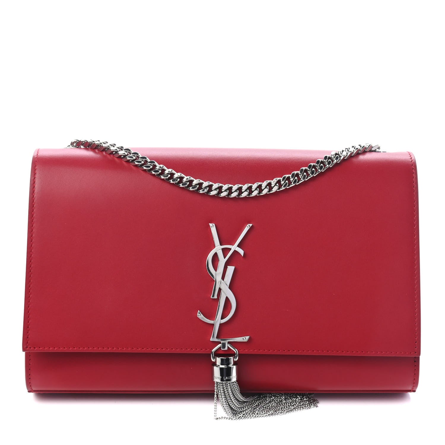 Saint Laurent Smooth Calfskin Medium Classic Monogram Kate Tassel Satchel Lipstick Red 1 of 5