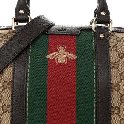Gucci Monogram Vintage Web Medium Webby Bee Boston Dark Brown 8 of 10