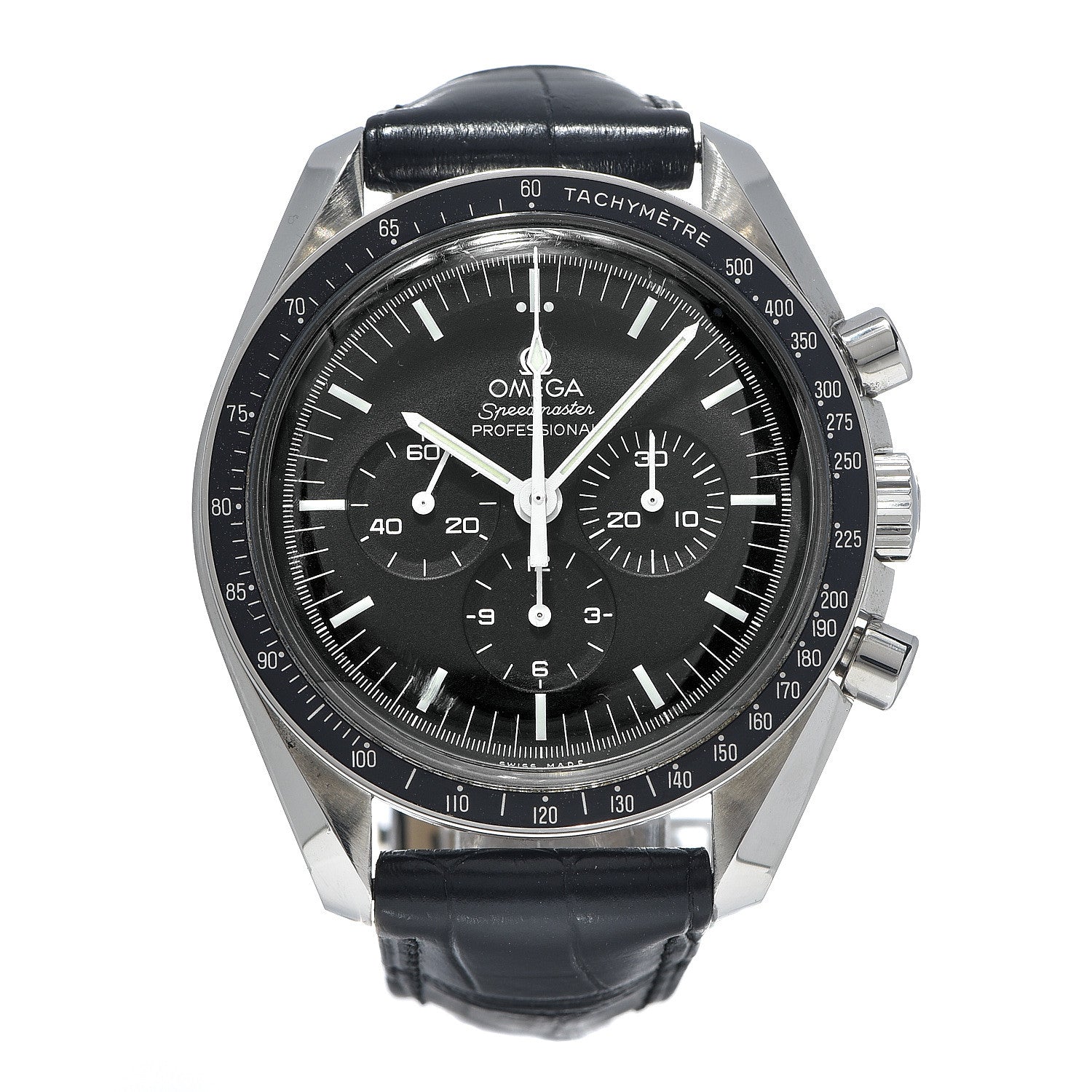 Omega Stainless Steel Alligator 42mm Speedmaster Moonwatch Professional Chronograph Manual Winding Watch Black 311.33.42.30.01.001 1 of 12