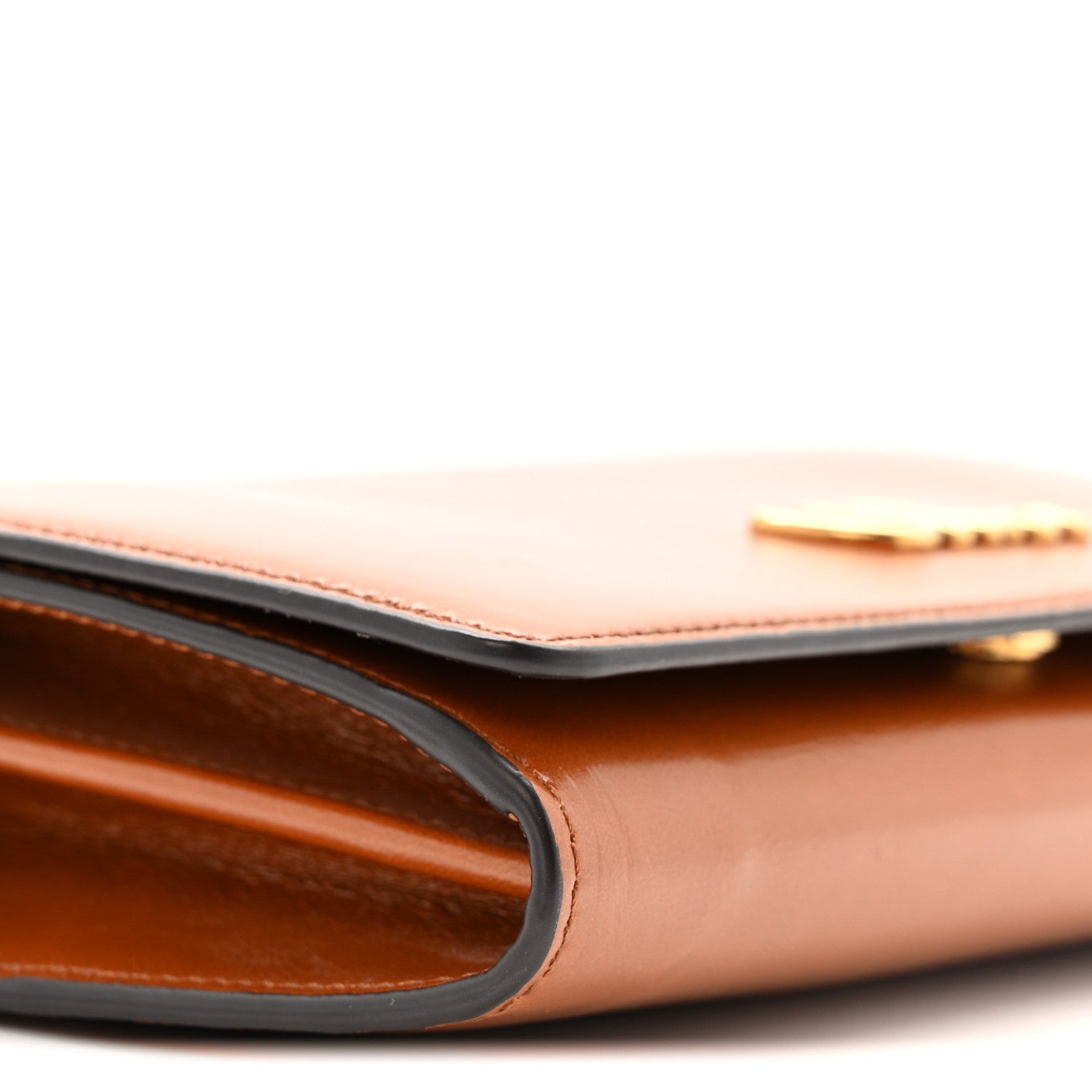 Chloe Calfskin Iconic Flap Wallet On Chain Clay Brown 9 of 16
