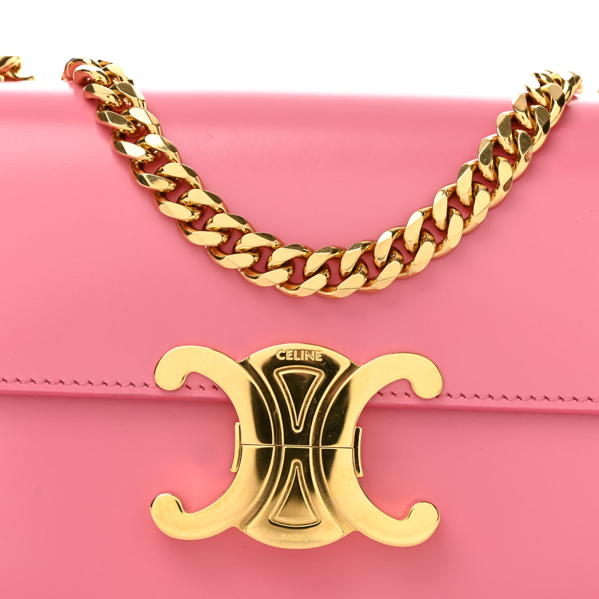 Shiny Calfskin Claude Chain Shoulder Bag Rose