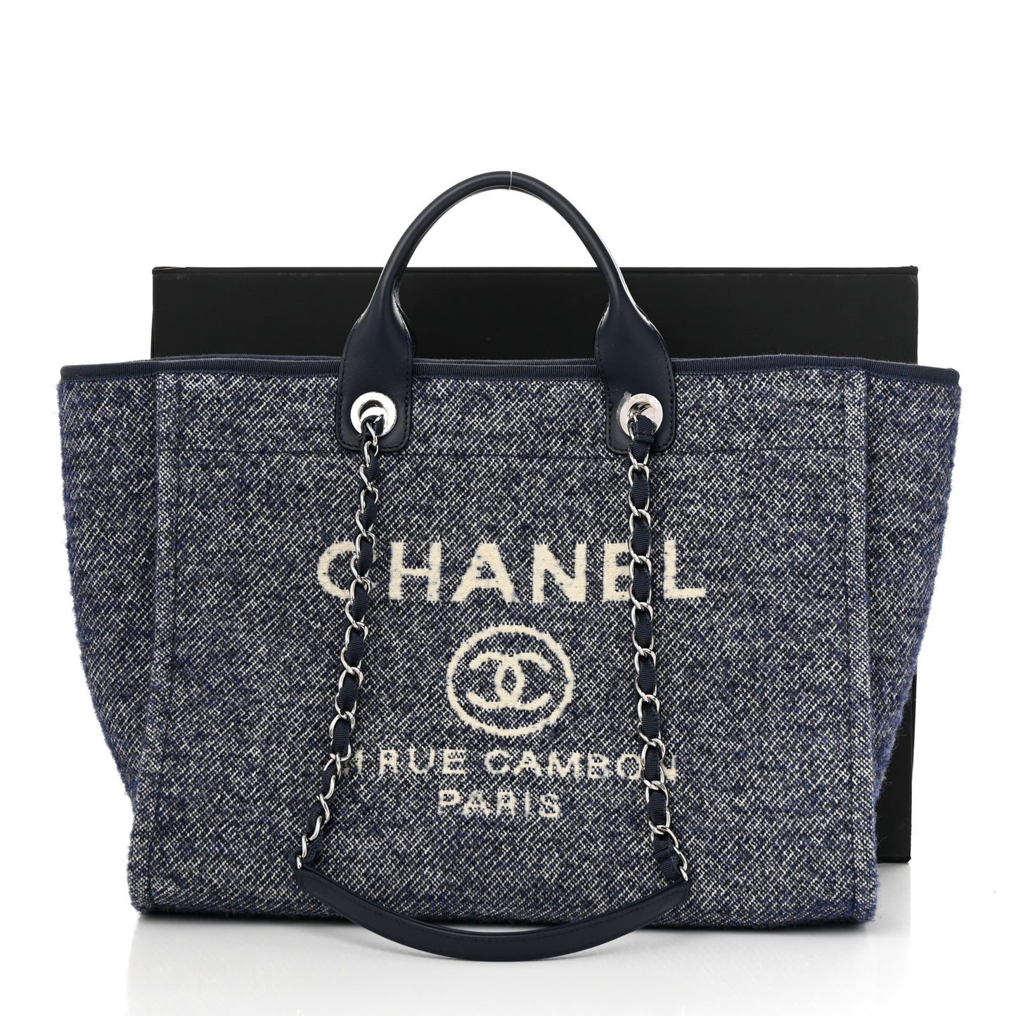 Mixed Fibers Calfskin Medium Deauville Tote Blue