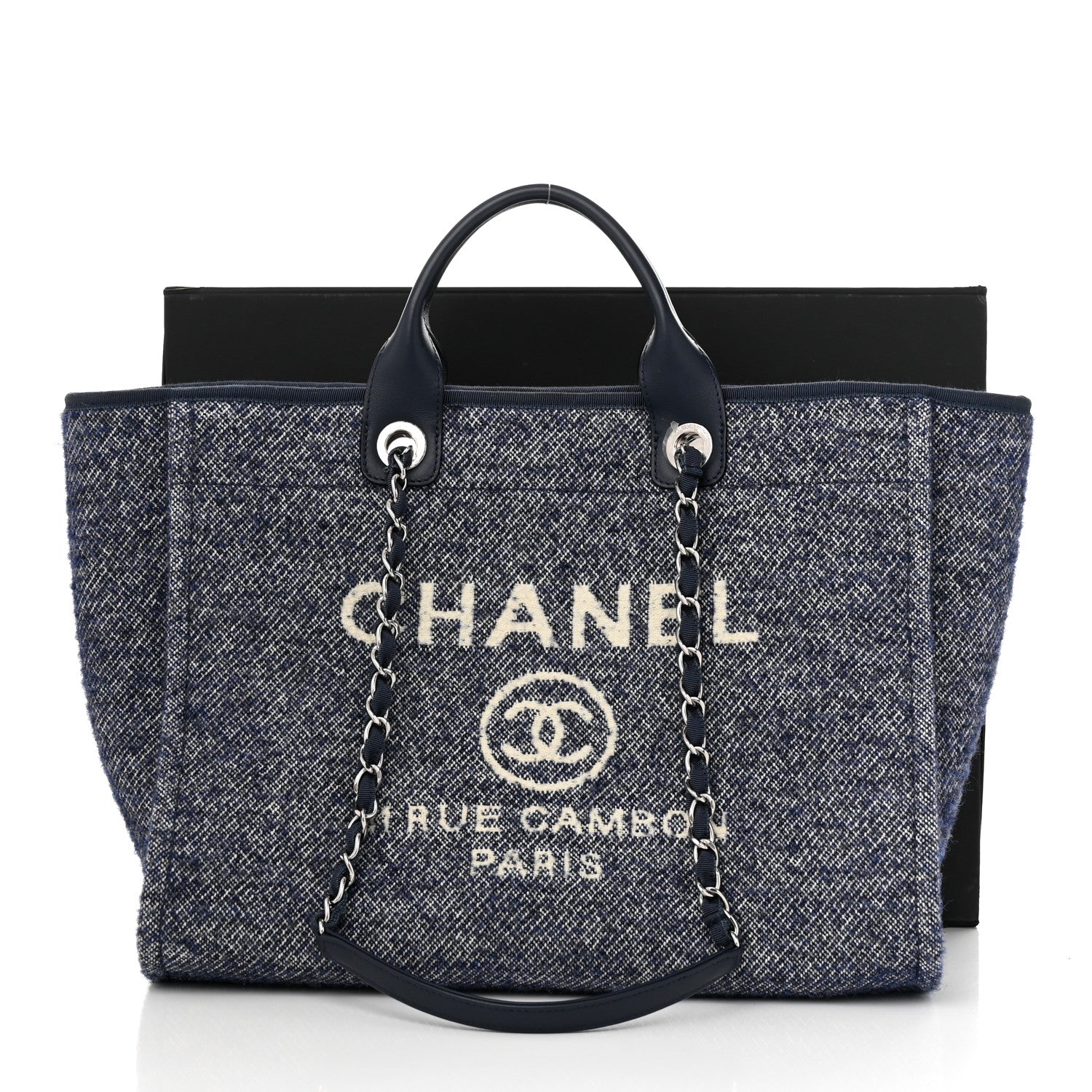 Chanel Mixed Fibers Calfskin Medium Deauville Tote Blue 11 of 11