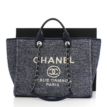 Chanel Mixed Fibers Calfskin Medium Deauville Tote Blue 11 of 11