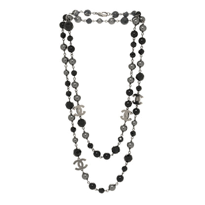 Chanel Ruthenium Pearl Beaded CC Long Necklace Black 3 of 5