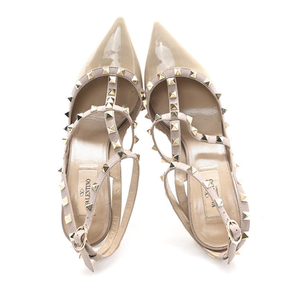 Valentino Garavani Patent Nappa Rockstud Ankle Strap 100mm Pumps 39 Poudre 2 of 9