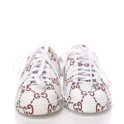 Gucci Calfskin GucciGhost Print Womens Ace Sneakers 38.5 White Hibiscus Red 2 of 14