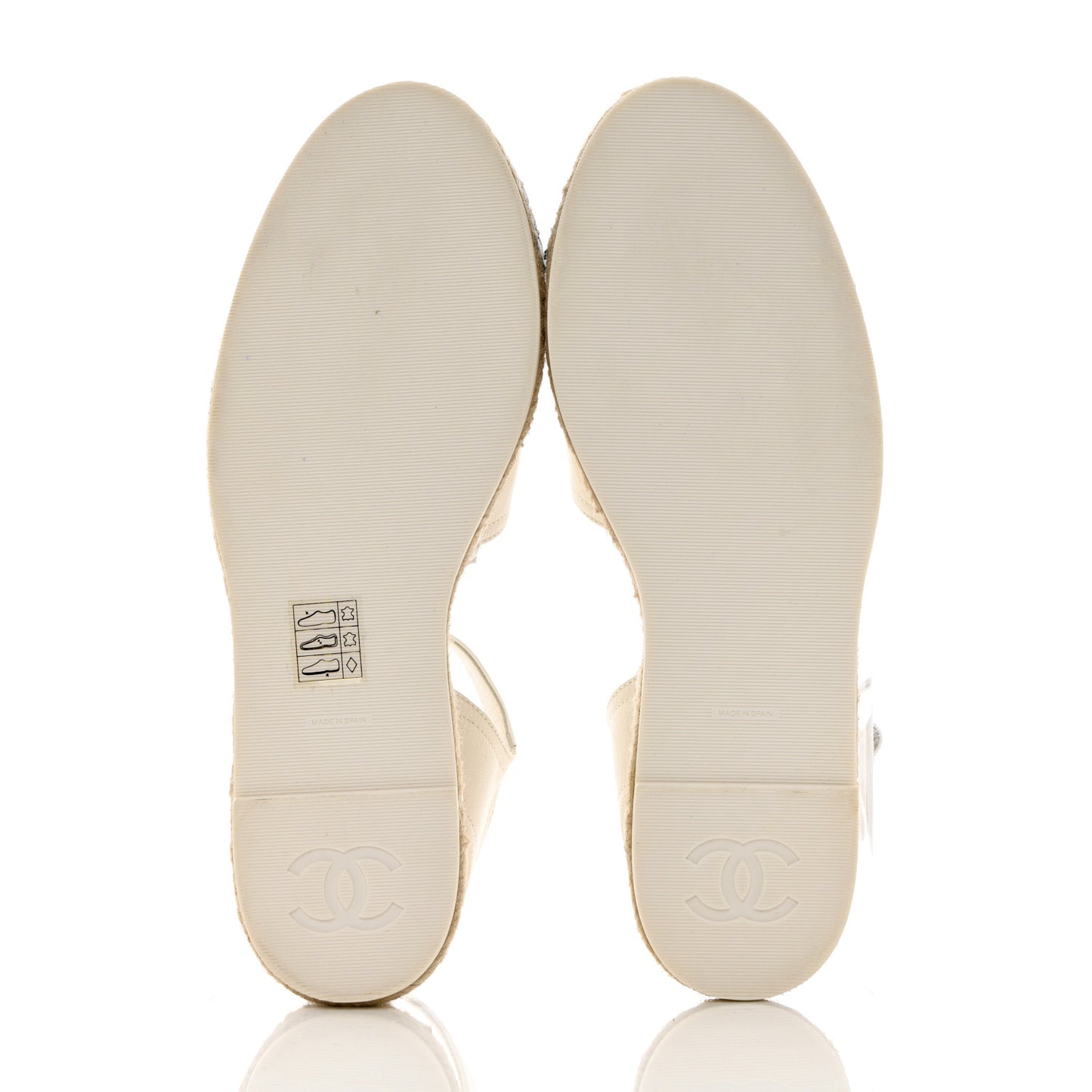 Lambskin Cap Toe CC Espadrille Sandals 38 White Black