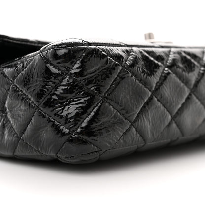 Chanel Distressed Patent Quilted Medium Double Flap Black 9 of 11