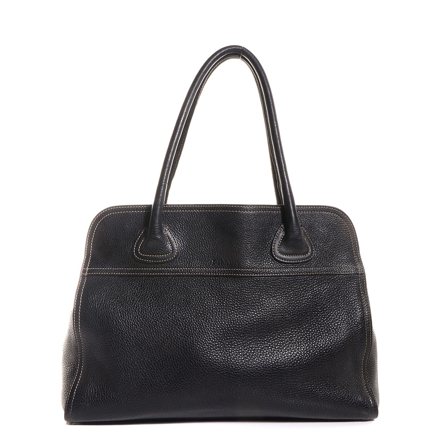 Vitello Daino Double Handle Tote Nero Black