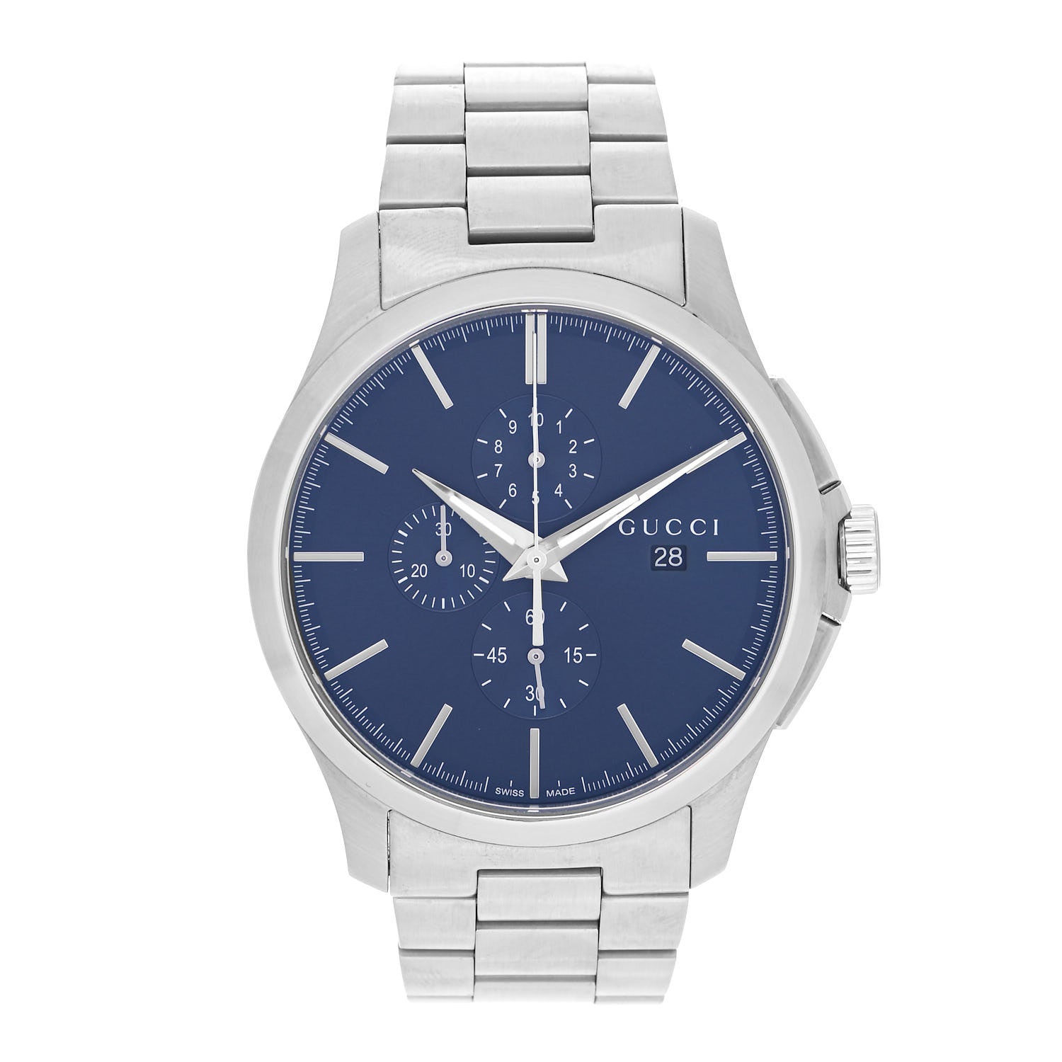 Gucci Stainless Steel 44mm G-Timeless Chronograph Quartz Watch Navy 1 of 5