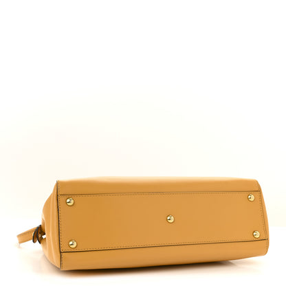 Fendi Vitello Morgan Fabric Jacquard Pequin Medium Peekaboo Iconic Satchel Giallo Syrup Tobacco Black 4 of 11