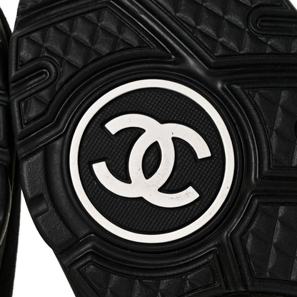 Chanel Nylon Calfskin Suede CC Sneakers 37 Black 6 of 8