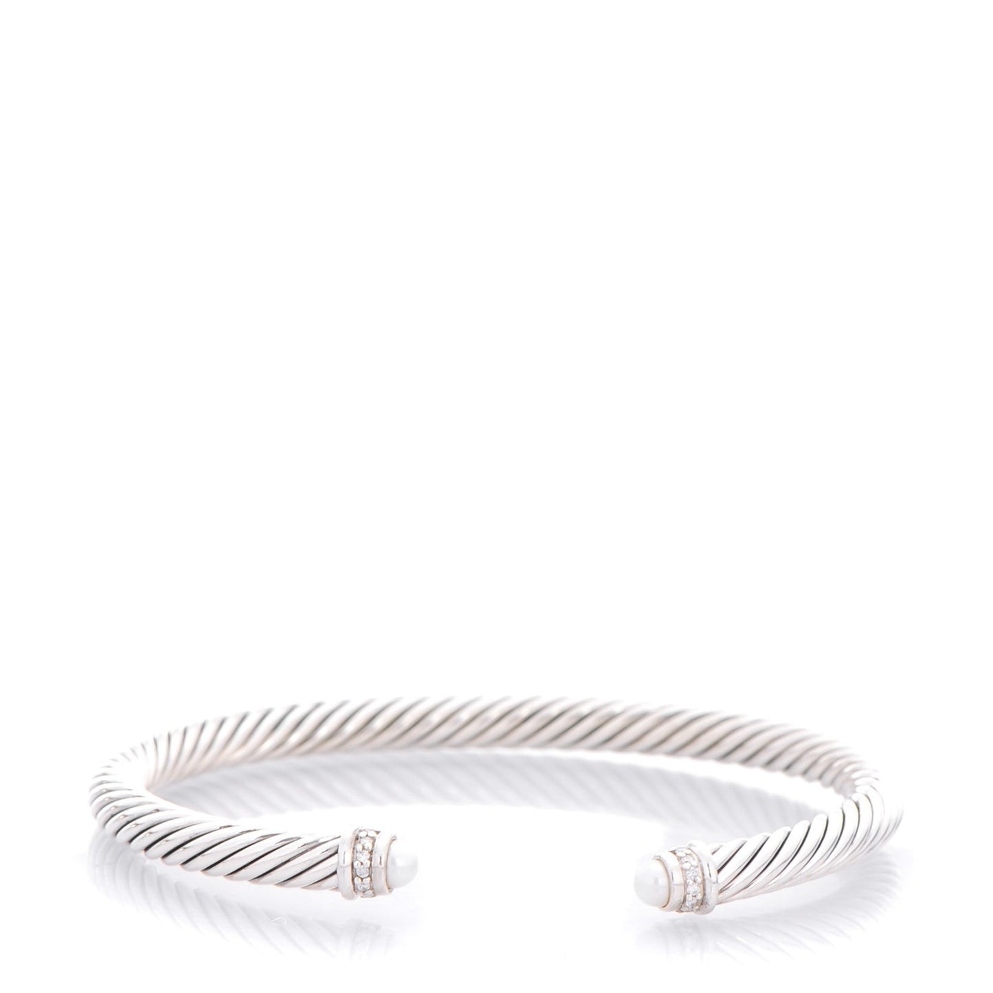 Sterling Silver Diamond Pearl 5mm Cable Classics Bracelet