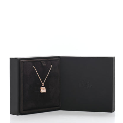 Hermes 18K Rose Gold Diamond Kelly Amulette Pendant Necklace 6 of 6